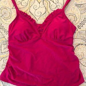 Vibrant Pink Ruffled Tankini